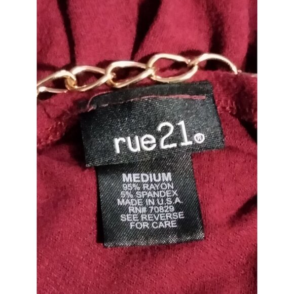 Rue21 Halter Mini Dress With Gold Chain Neck Detail Burgundy Size Medium - Picture 9 of 9